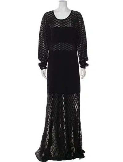 Pre-owned St John Striped Long Dress W/ Tags In Black