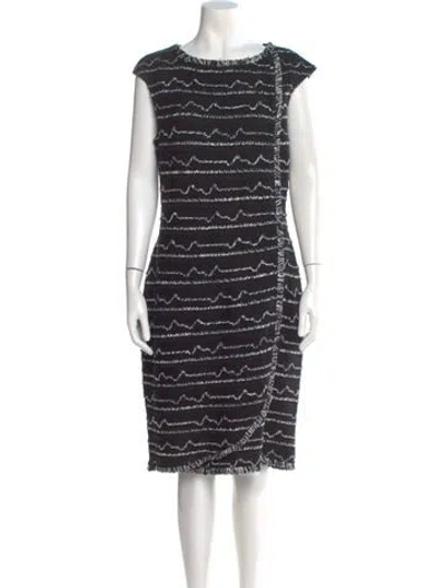 Pre-owned St John Striped Midi Length Dress In Black