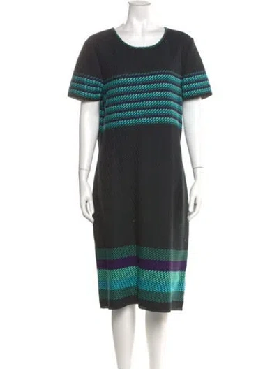 Pre-owned St John Striped Midi Length Dress In Blue