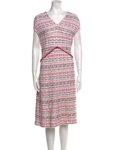 Pre-owned St John Striped Midi Length Dress In Multi