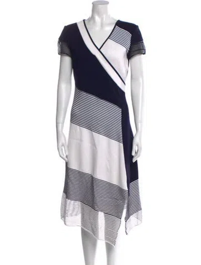 Pre-owned St John Striped Midi Length Dress In Multi