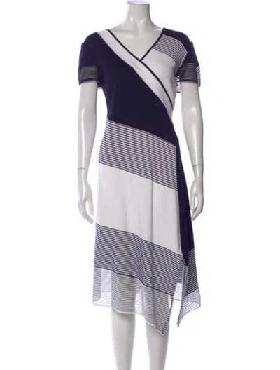 Pre-owned St John Striped Midi Length Dress In Multi