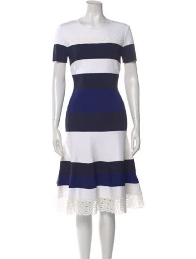 Pre-owned St John Striped Midi Length Dress In Neutral