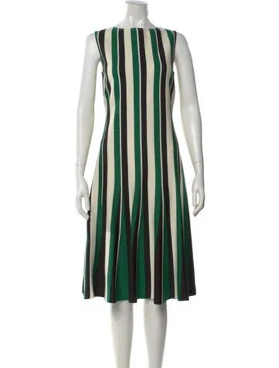 Pre-owned St John Striped Midi Length Dress In Neutral