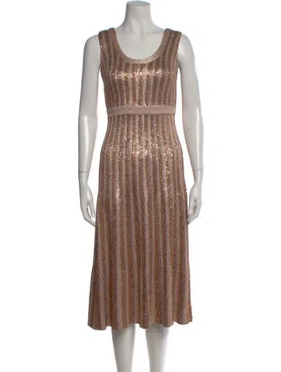 Pre-owned St John Striped Midi Length Dress In Neutral