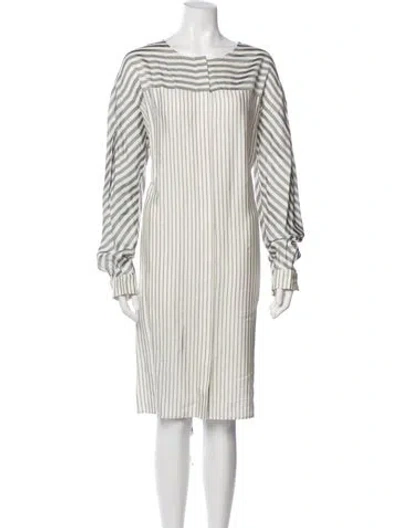 Pre-owned St John Striped Midi Length Dress W/ Tags In Neutral