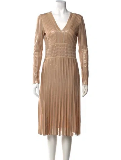 Pre-owned St John Striped Midi Length Dress W/ Tags In Neutral