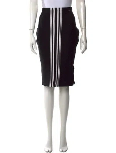 Pre-owned St John Striped Midi Length Skirt In Black/white