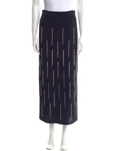 Pre-owned St John Striped Midi Length Skirt In Blue