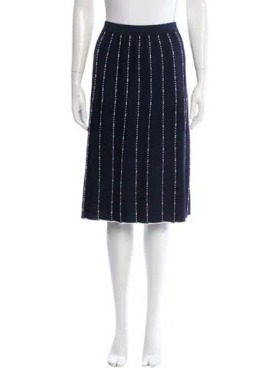 Pre-owned St John Striped Midi Length Skirt In Blue