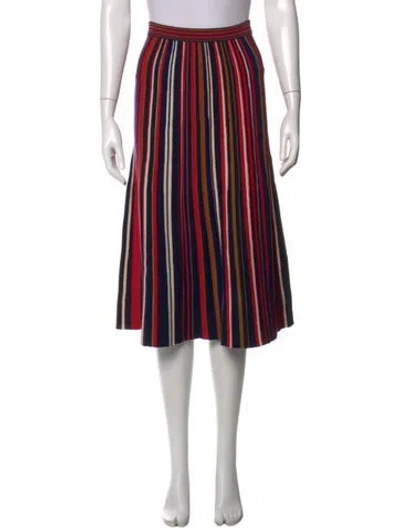 Pre-owned St John Striped Midi Length Skirt In Blue
