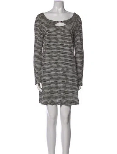 Pre-owned St John Striped Mini Dress In Black