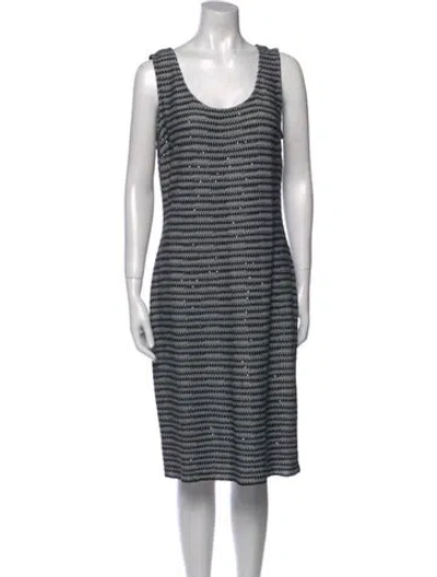 Pre-owned St John Striped Mini Dress In Black