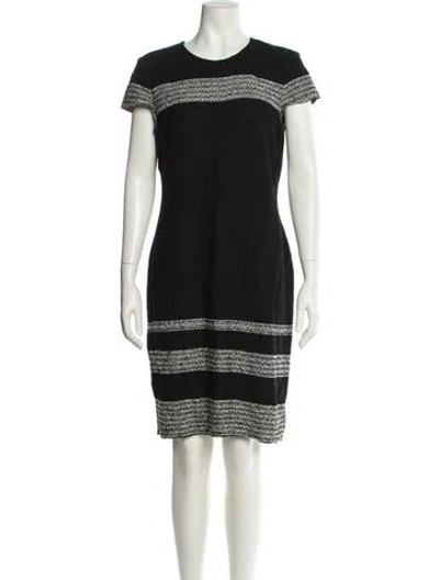 Pre-owned St John Striped Mini Dress In Black