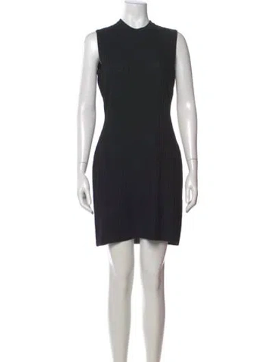 Pre-owned St John Striped Mini Dress In Black