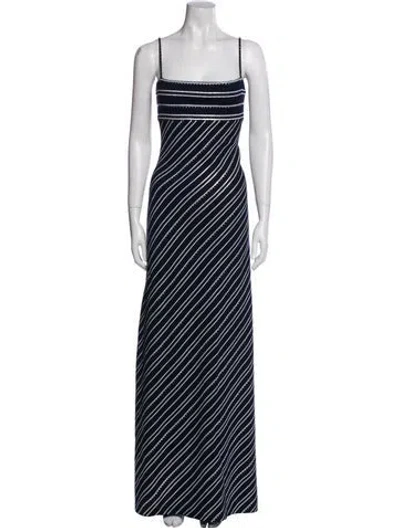 Pre-owned St John Striped Mini Dress In Blue