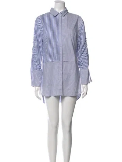 Pre-owned St John Striped Mini Dress In Blue