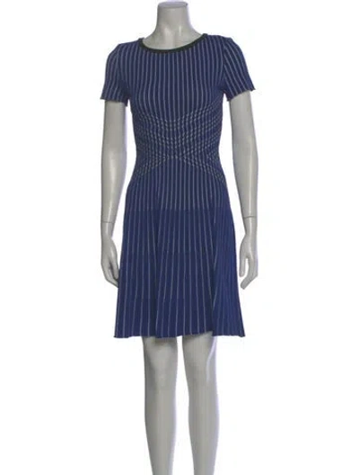 Pre-owned St John Striped Mini Dress In Blue