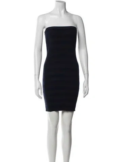 Pre-owned St John Striped Mini Dress In Blue