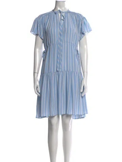 Pre-owned St John Striped Mini Dress In Blue