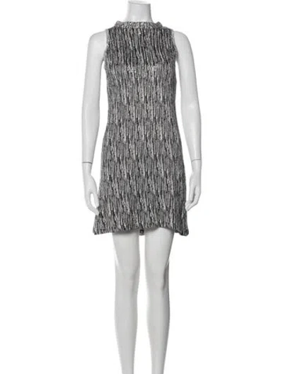 Pre-owned St John Striped Mini Dress In Gray