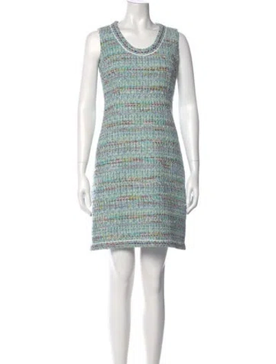 Pre-owned St John Striped Mini Dress In Green