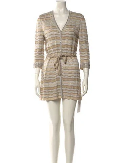 Pre-owned St John Striped Mini Dress In Neutral