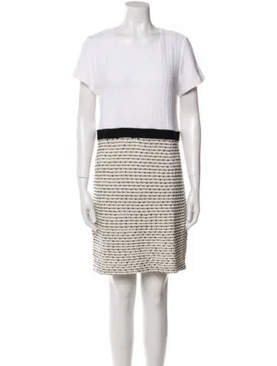 Pre-owned St John Striped Mini Dress In White