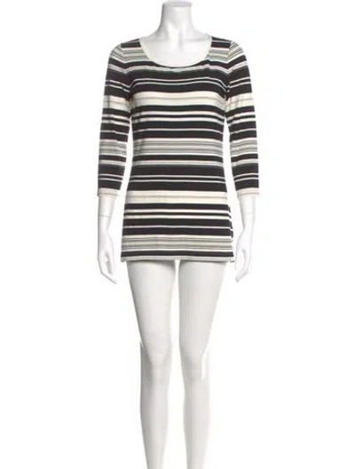 Pre-owned St John Striped Mini Dress In White