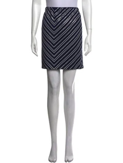 Pre-owned St John Striped Mini Skirt In Black