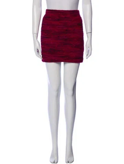 Pre-owned St John Striped Mini Skirt In Red