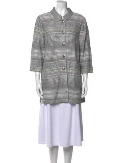 Pre-owned St John Striped Mock Neck Sweater