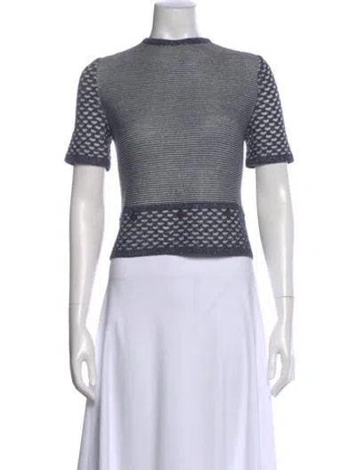 Pre-owned St John Striped Mock Neck Sweater In Gray