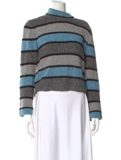 Pre-owned St John Striped Mock Neck Sweater In Multi