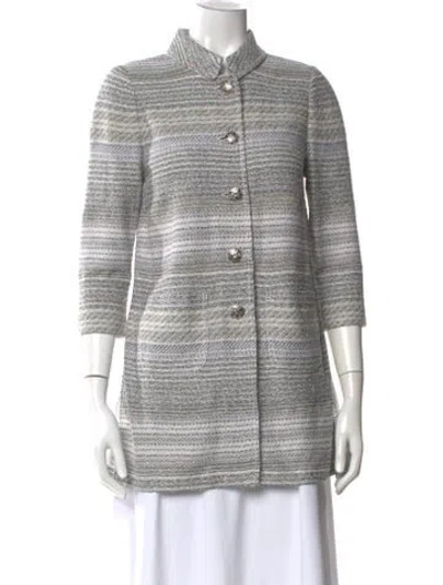 Pre-owned St John Striped Mock Neck Sweater In Multi