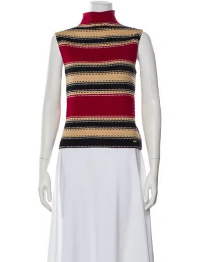 Pre-owned St John Striped Mock Neck Sweater In Multi