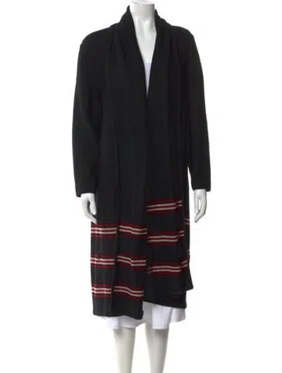 Pre-owned St John Striped Open Front Sweater In Black