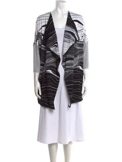 Pre-owned St John Striped Open Front Sweater In Multi