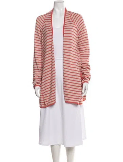 Pre-owned St John Striped Open Front Sweater In Multi
