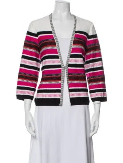 Pre-owned St John Striped Open Front Sweater In Multi