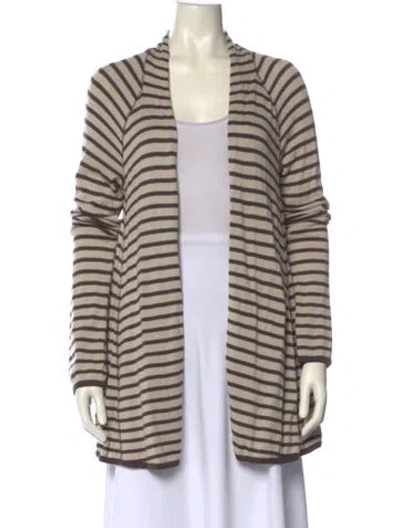 Pre-owned St John Striped Open Front Sweater In Neutral