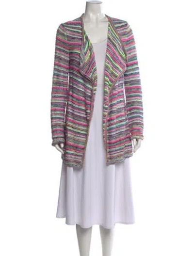 Pre-owned St John Striped Open Front Sweater W/ Tags In Pink