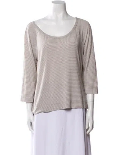 Pre-owned St John Striped Scoop Neck Blouse In Neutral