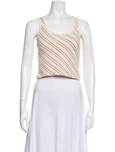 Pre-owned St John Striped Scoop Neck Crop Top In Black