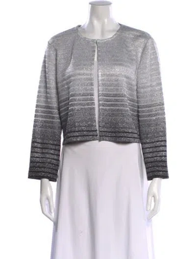 Pre-owned St John Striped Scoop Neck Sweater In Black