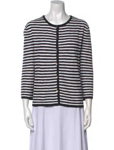 Pre-owned St John Striped Scoop Neck Sweater In Black