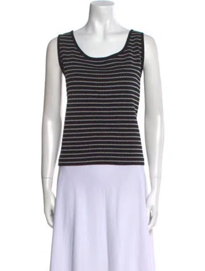 Pre-owned St John Striped Scoop Neck Sweater In Black