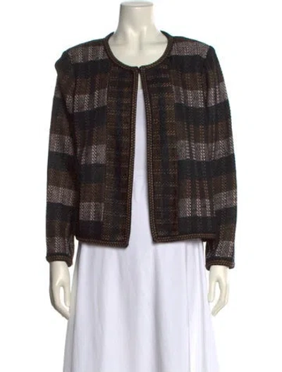 Pre-owned St John Striped Scoop Neck Sweater In Blue