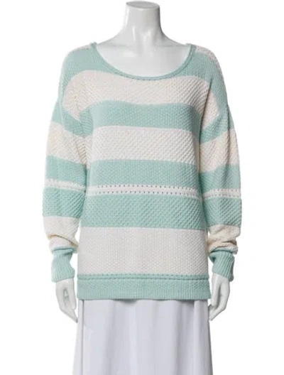 Pre-owned St John Striped Scoop Neck Sweater In Blue