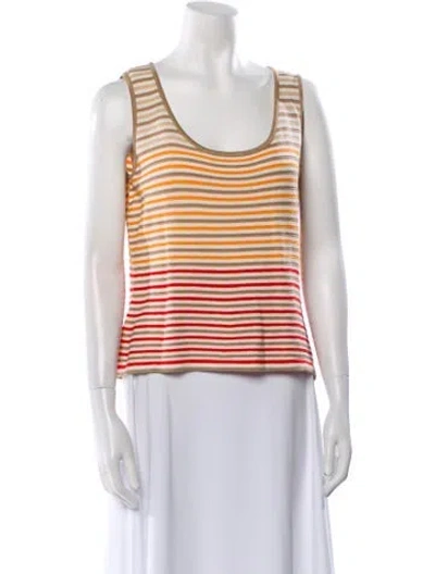 Pre-owned St John Striped Scoop Neck Sweater In Multi